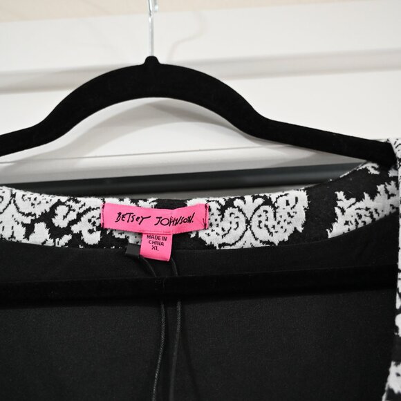 Betsy Johnson Size XL Black Floral Corset Puffed Sleeve Mini Dress NWT - Picture 6 of 9